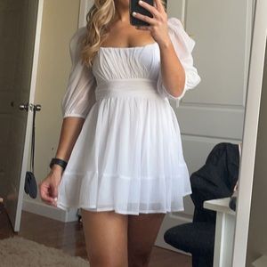 White mini long sleeve dress, perfect for graduation